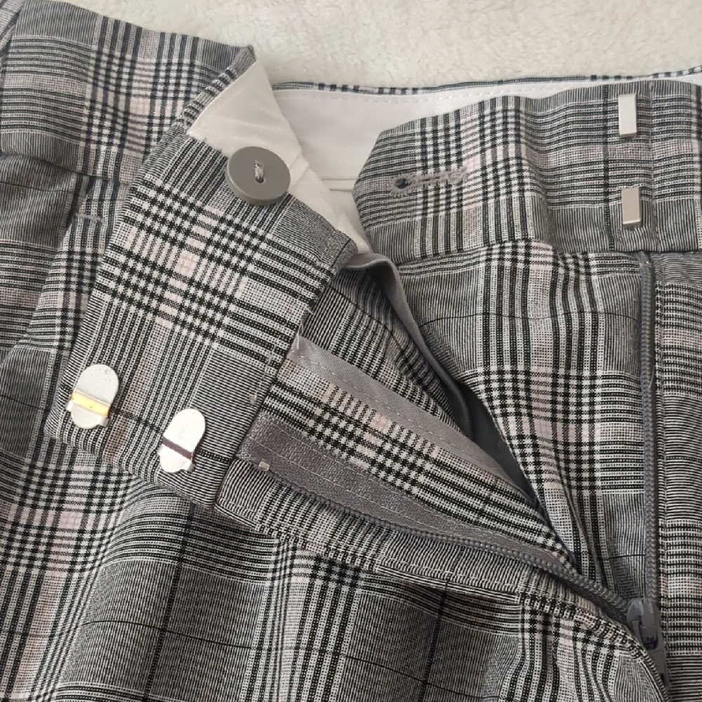 LOFT Gray Straight Leg Pants 4 Pockets Windowpane Pattern Sz 6 - Picture 4 of 6